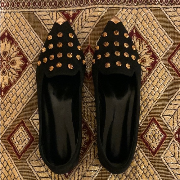 SHEIN Shoes - SHEIN Black and Gold Studded Flats